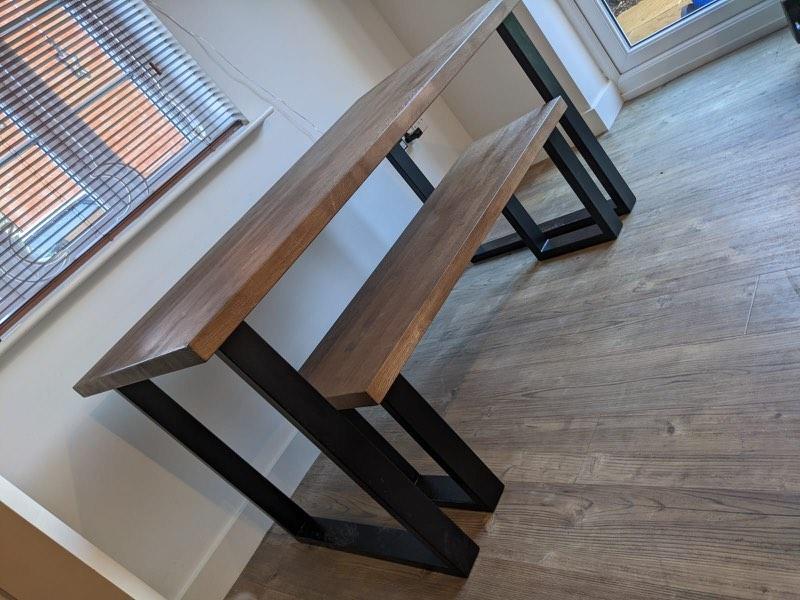 Solid Oak Dining Table + Bench